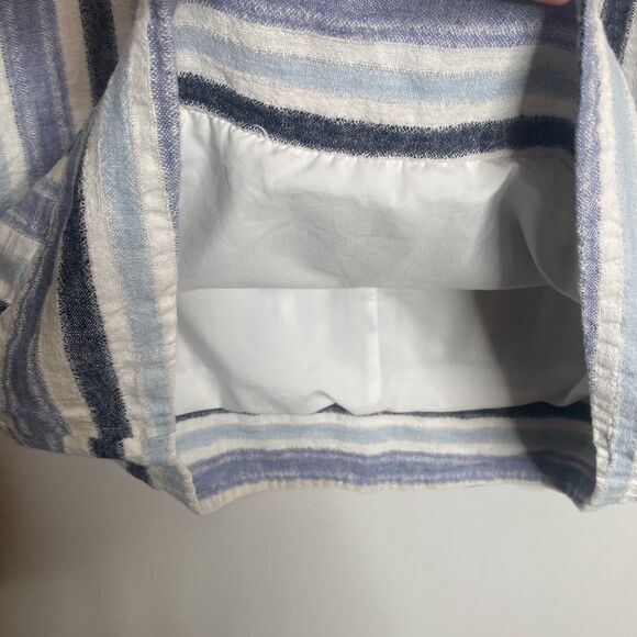 Sharagano Fully Lined Linen Blend Blue White Striped Keyhole Back Dress Size 6 - Picture 8 of 13